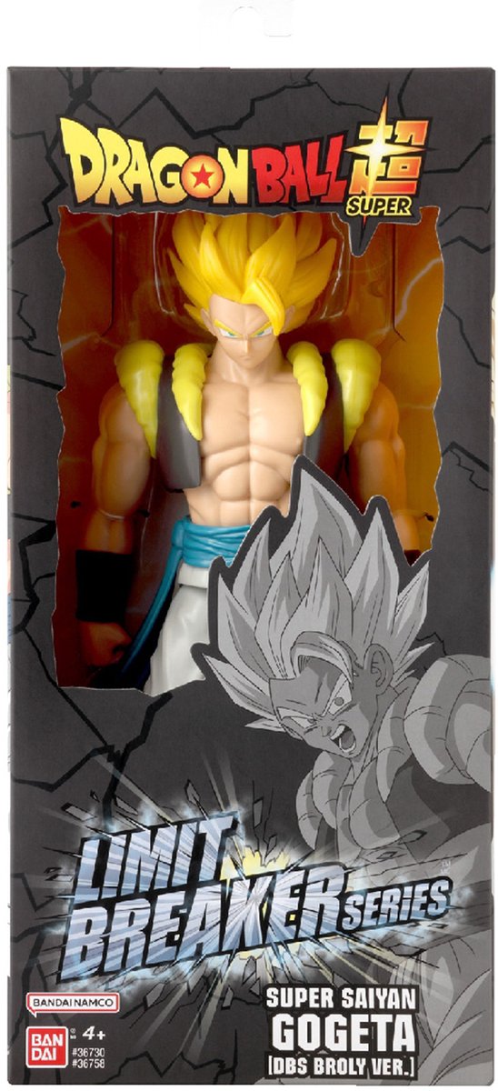 Bandai - dragon ball super - figurine géante limit breaker - super saiyan gogeta - dragon ball sous licence officielle - grande figurine gogeta articulée - jouets pour enfants à partir de 4 ans - 36758
