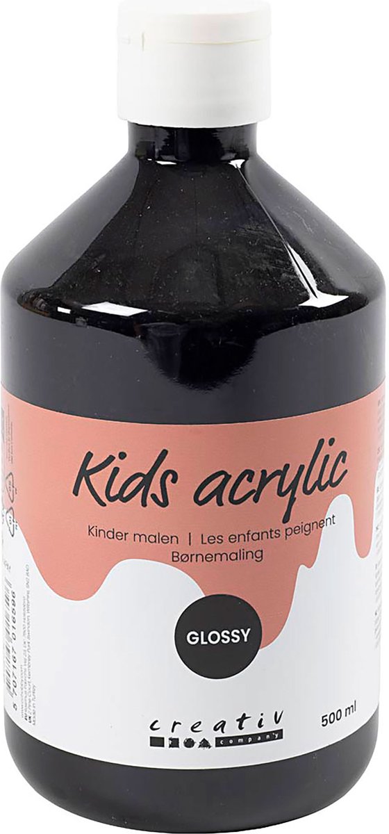 Creativ Company Paint Acrylique Glossy, noir, 500 ml 1 bouteille