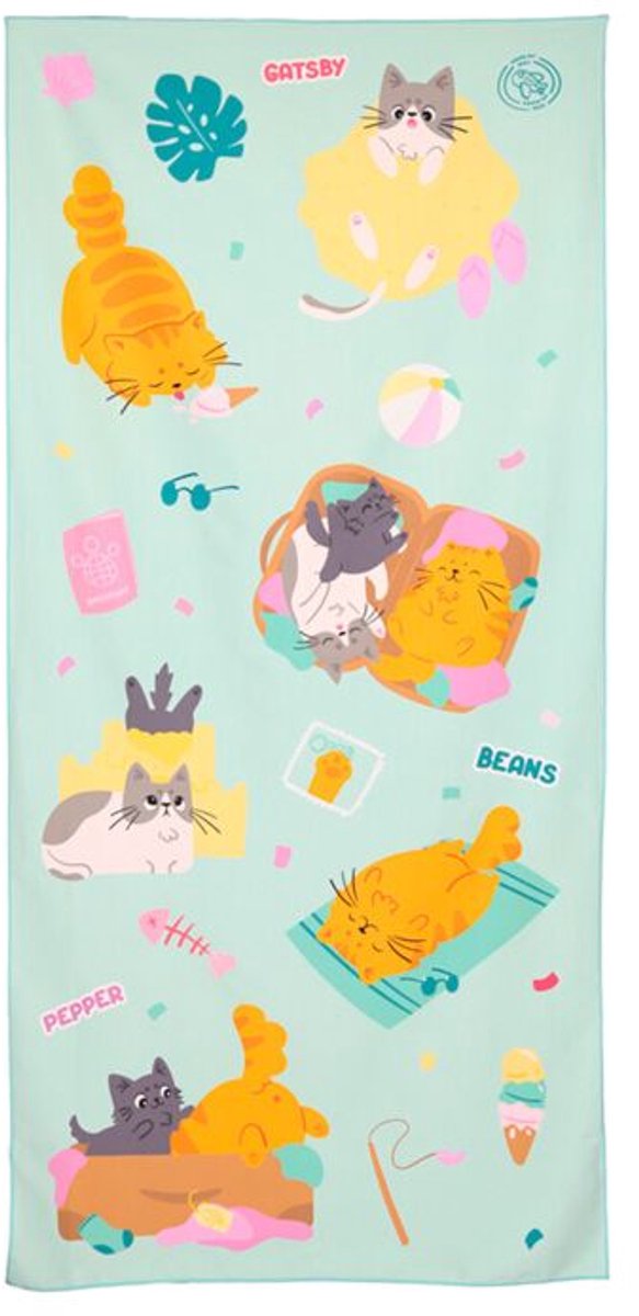 Gars Co Cats Microfiber Beach Towel