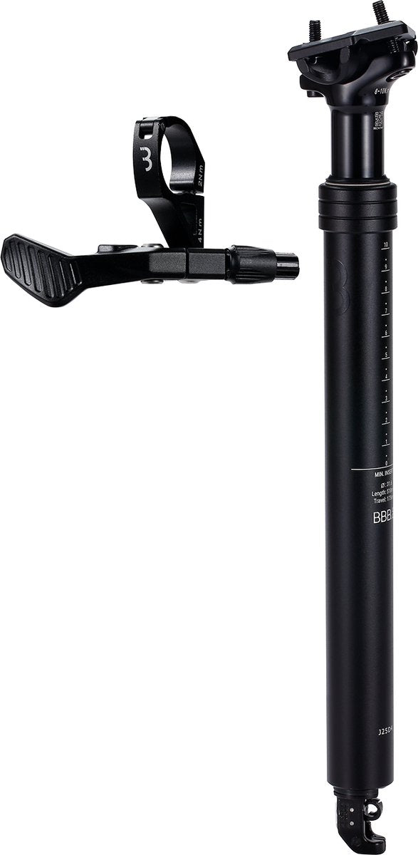 Bbb cycling lift post tige de selle réglable tige télescopique ø31,6 mm - tige de selle avec levier de commande à distance - 518 mm - certifié pour : vélo électrique, vélo de course vtt - bsp-51