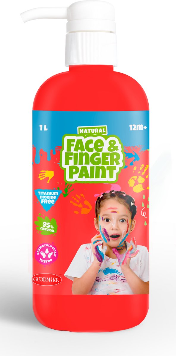 Boti Natural Face Fingerpaint Bottle avec pompe rouge, 1L