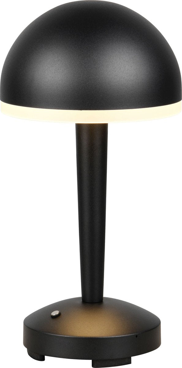 Rl vis ta lumière réalité mendorez - lampe de table - noir mat - rechargeable - incl. 1x SMD 2,5 W - variateur à capteur - couleur de lumière réglable - touche tactile en 4 étapes - alimentation par batterie - connexion USB-C - station de charge incluse
