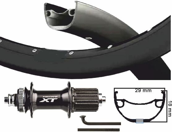 KGS Shimano XT Roue arrière 28 29 pouces (622) Black 8-11 Speed Centerlock QR PURTAGES