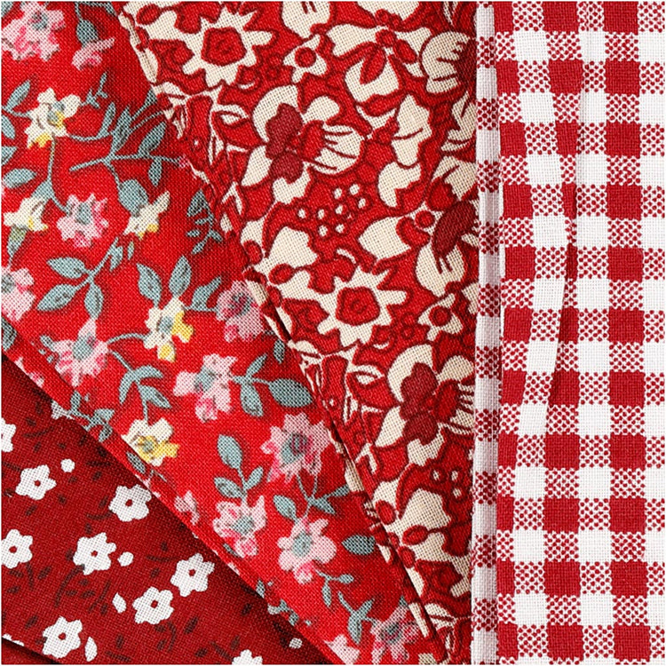 Tissu patchwork rouge 45x55cm, 4st.