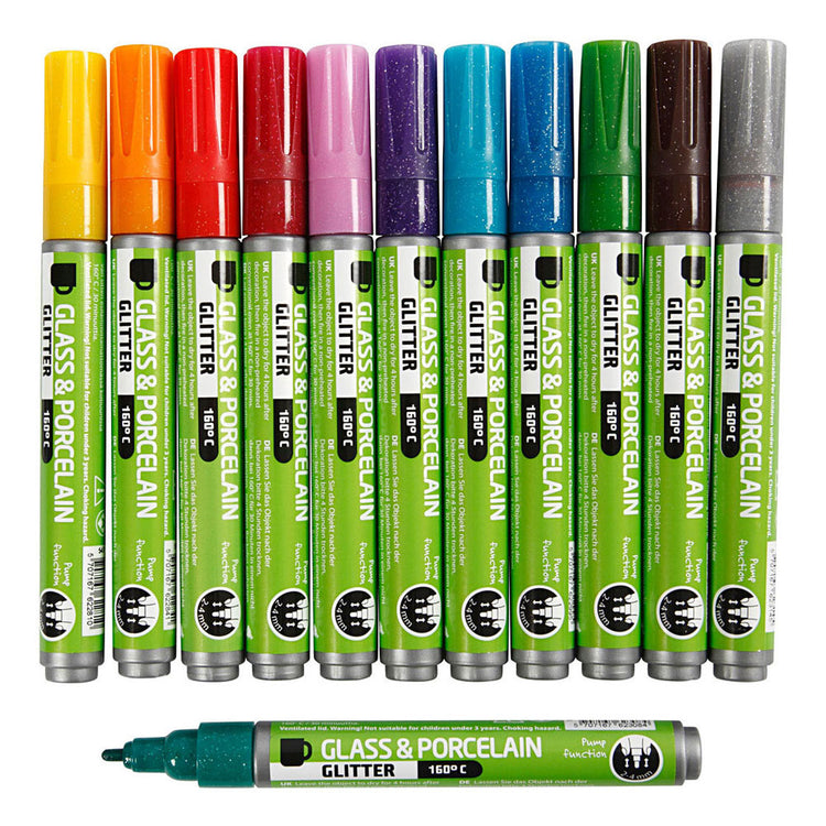 Creativ Company Glasen Porcelain States Color Glitter, 12st.