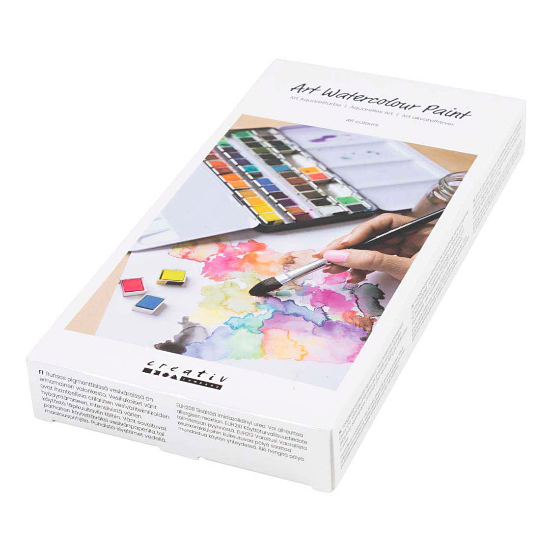 Peinture aquarelle art Creativ company, ½ godet, format 10x15x20 mm, couleurs standards, 48 couleurs 1 boîte