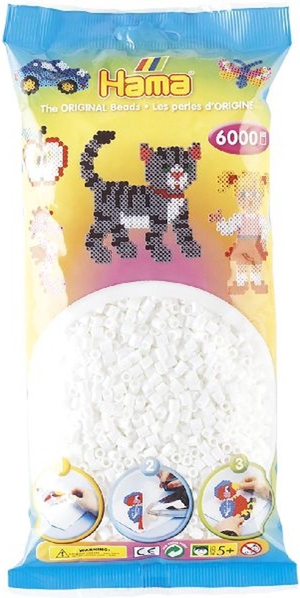 HAMA String Beads String perles 6000 pièces blanches