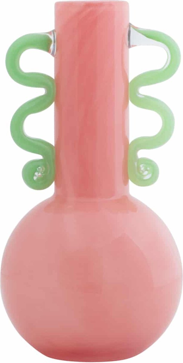 Present time Vase fiesta moyen - rose - ø14cm - verre - scandinave - vase à fleurs - décoration de la maison - vase décoratif pour salon ou chambre