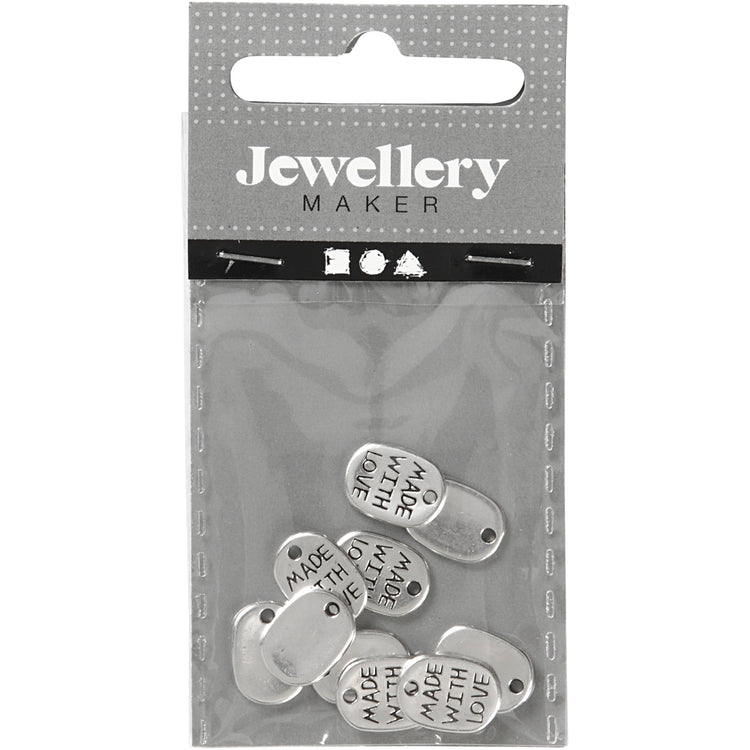 Pendentif bijoux Creativ company, l: 12 mm, l: 8 mm, diamètre du trou 1 mm, plaqué argent, 10 pièces 1 boîte