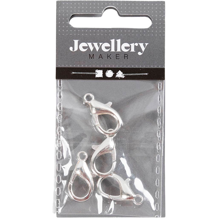 Mousquetons de l'entreprise Creativ, l: 18 mm, plaqué argent, 4 pièces 1 boîte