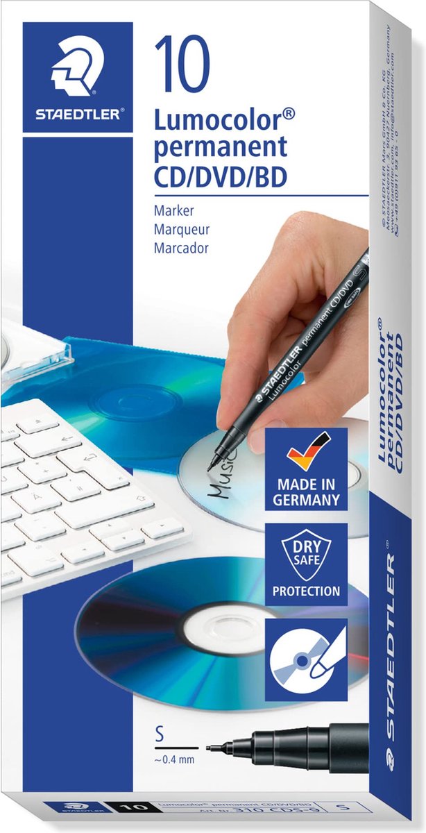 Staedtler marqueur lumocolor CD DVD noir 10 pcs