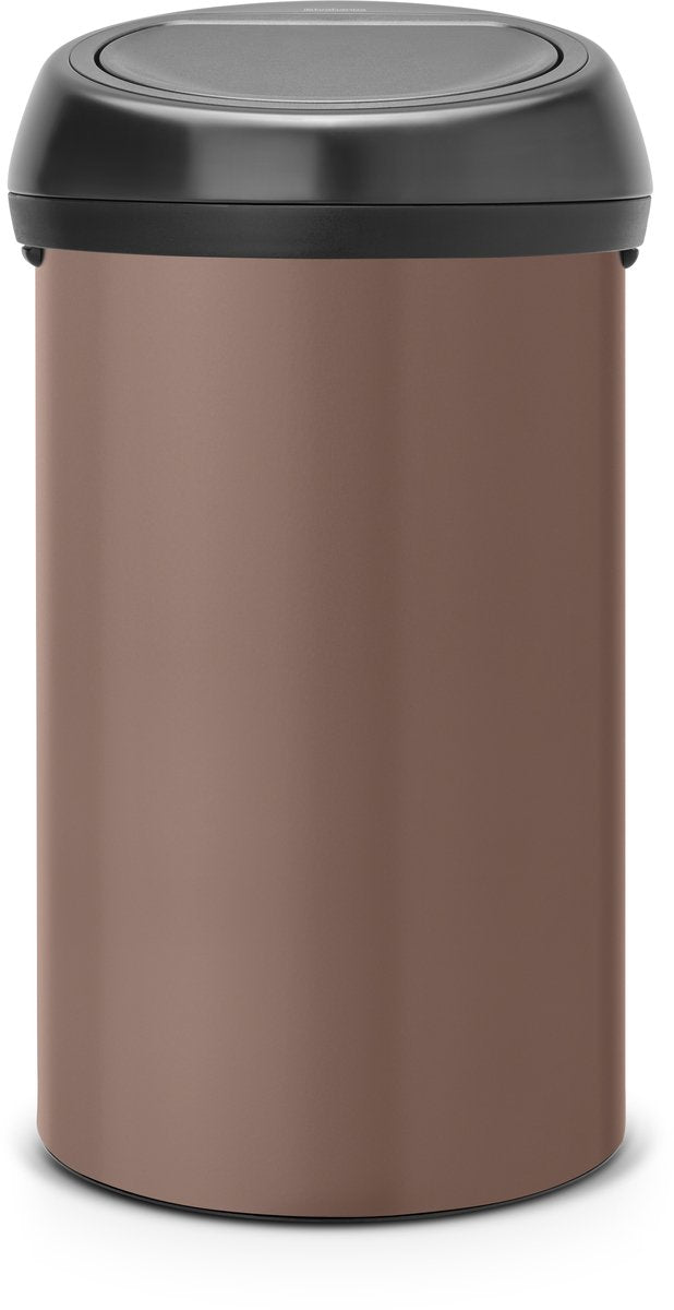 Poubelle Brabantia Touch Bin - 60 litres - couvercle noir mat taupe satiné