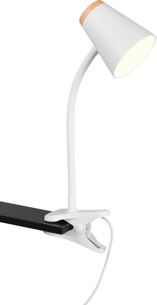 Rl vis ta lumière réalité pongo - lampe à pince - blanc - incl. 1x SMD 4,5 W - flexible - circuit imprimé LED haute tension - non dimmable - lampe à pince