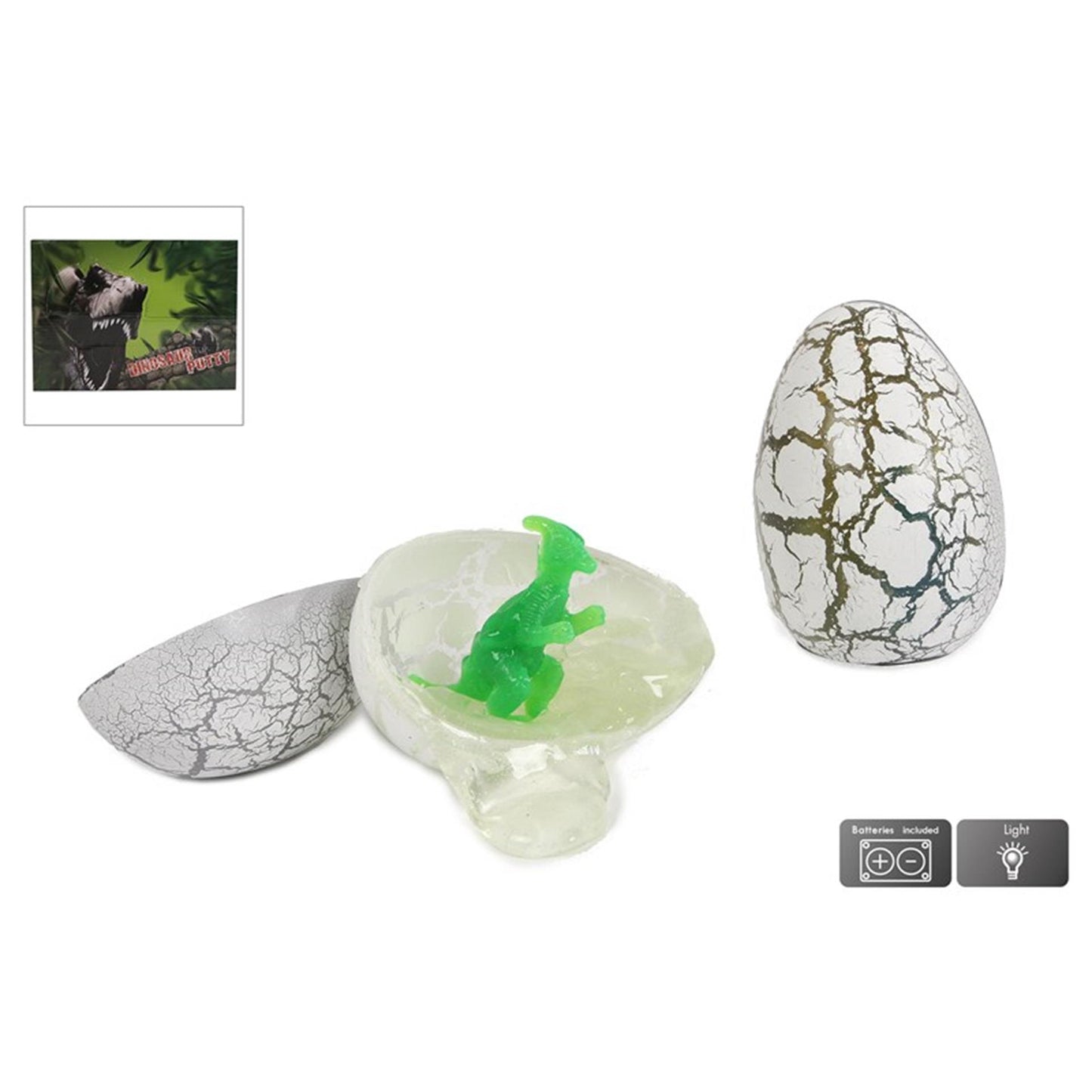 Oeuf en mastic Dinoworld avec dinosaure et lumière 9cm