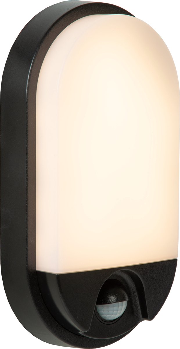 Lucide hups ir - applique intérieure extérieure - led - 1x10w 3000k - ip54 - capteur de mouvement jour nuit - noir