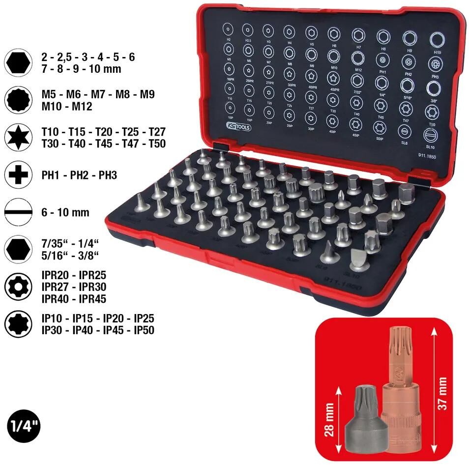 KS Tools Bits Socket Set 1 4 Short 50pcs.