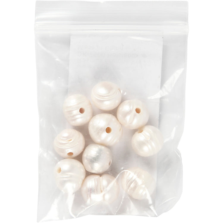 Perles d'eau douce Creativ Company, taille 9-11 mm, diamètre du trou 2 mm, nacre, 10 pièces 1 boîte