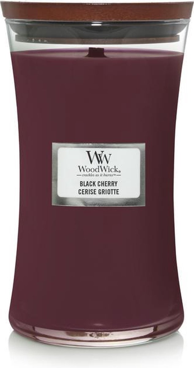 Grande bougie parfumée Woodwick Hourglass - Cerise noire - 130 heures de combustion
