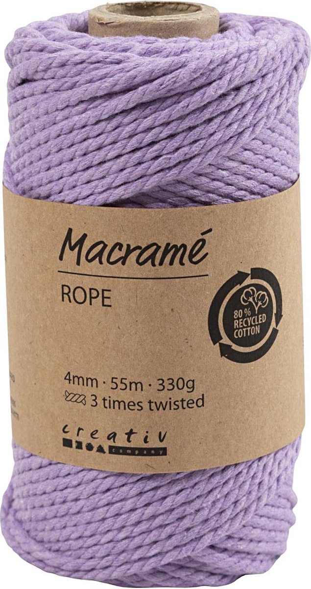 Crétiv Company Macrame Cord Purple, 55m
