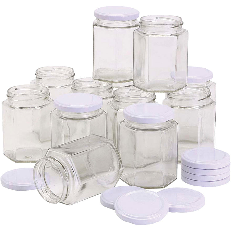 Pot en verre hexagonal Creativ company, h: 8 cm, d 7 cm, 180 ml, 12 pièces 1 boîte