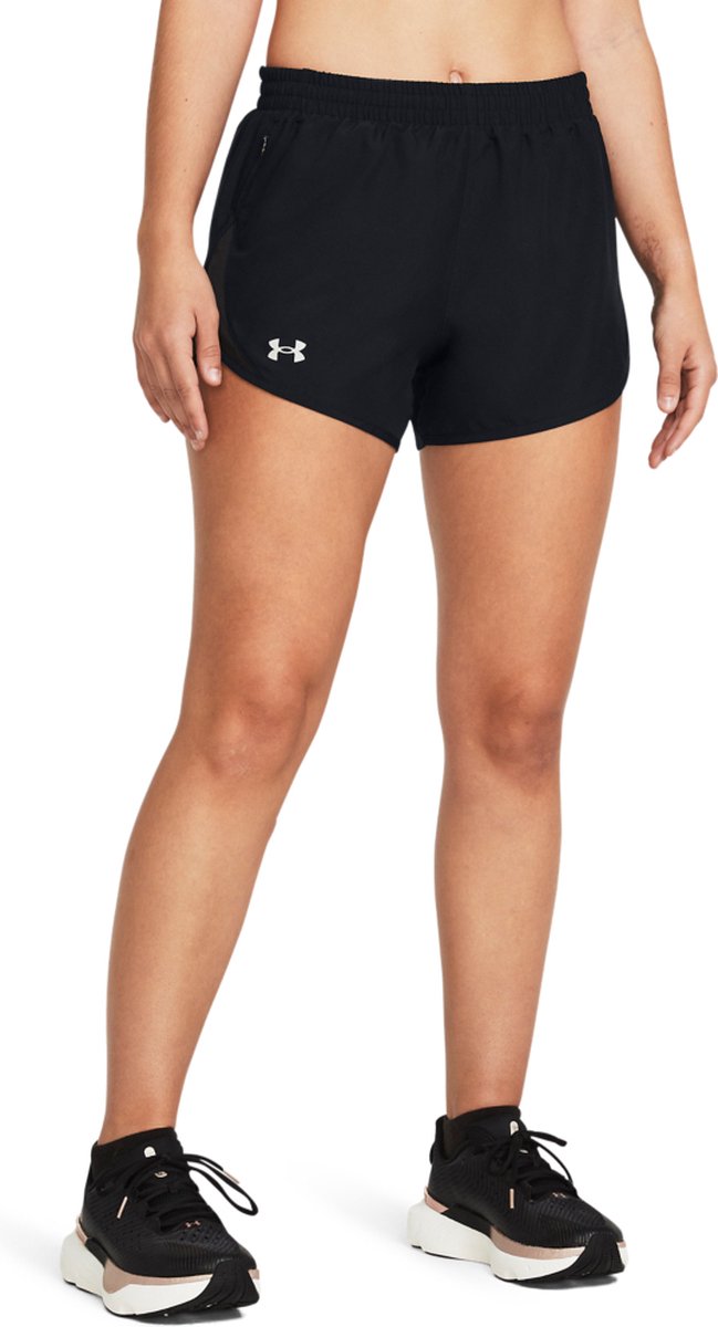Under armour ua fly by 3'' shorts-blk pantalon de sport femme - noir - blanc - réfléchissant