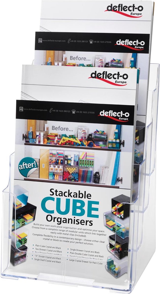 Porte-brochures Deflecto ft a4 | 4 compartiments de rangement