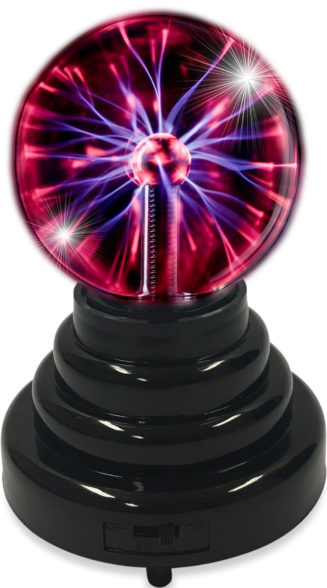 Lampes de fête - boule plasma avec effets lumineux - réagit au toucher - fonctionne sur USB et piles - hauteur 14 cm
