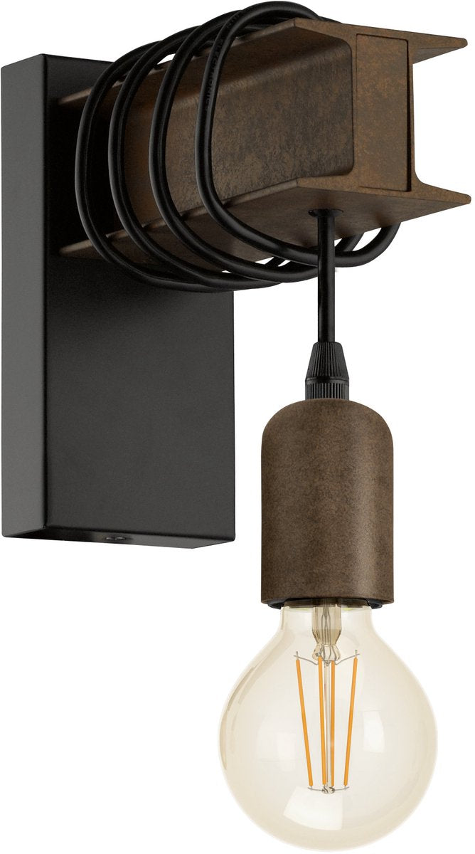 Applique Eglo townshend 4 - e27 - 19 cm - marron noir