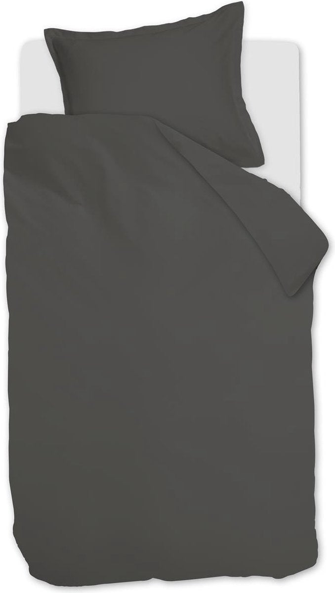 Housse de couette Ambiante satin uni - simple - 140x200 220 cm - gris foncé