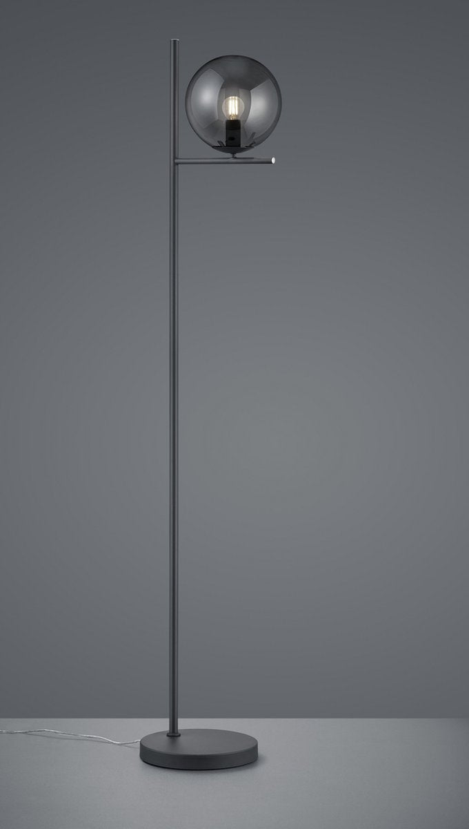 Trio pure - lampadaire - anthracite - excl. 1x e14 28w - verre fumé
