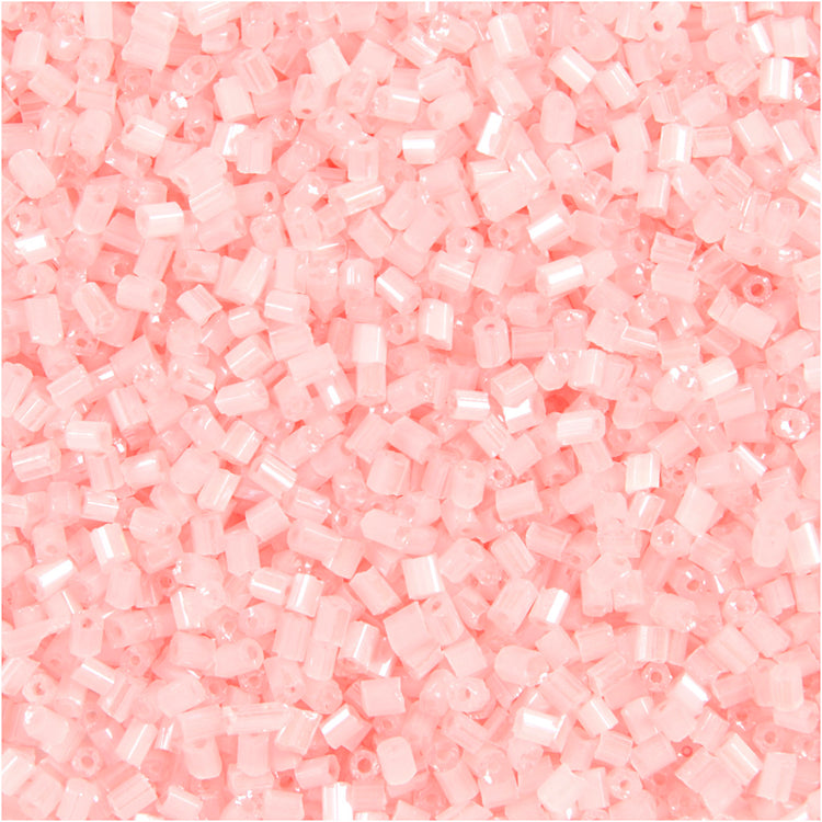 Creativ company perles de rocaille 2 tailles, d 1,7 mm, taille 15 0, diamètre de trou 0,5 mm, rose transparent, 25 g 1 boîte