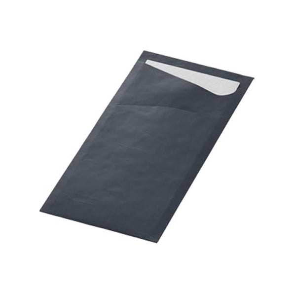 Duni sacchetto noir avec serviette blanche 2 épaisseurs (500 pièces)
