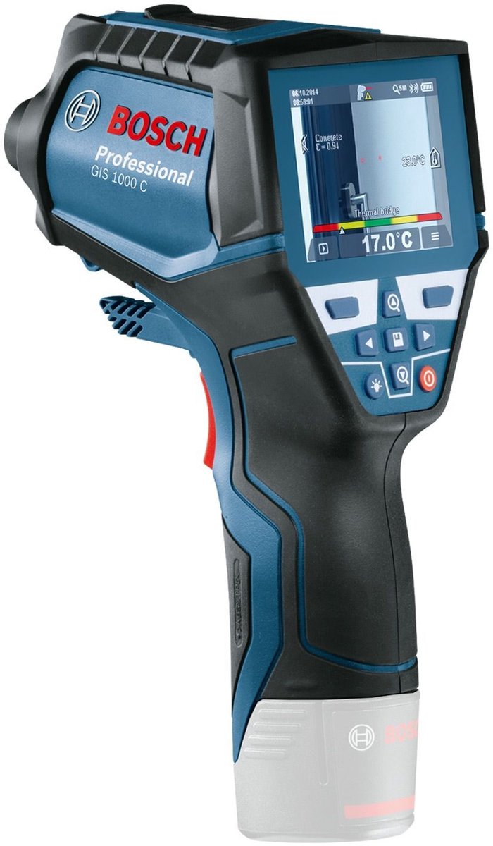 Bosch professionnel gis 1000 c affichage de thermomètre ir professionnel (thermomètre) 50:1 -40 jusqu'à + 1000 °c pyromètre