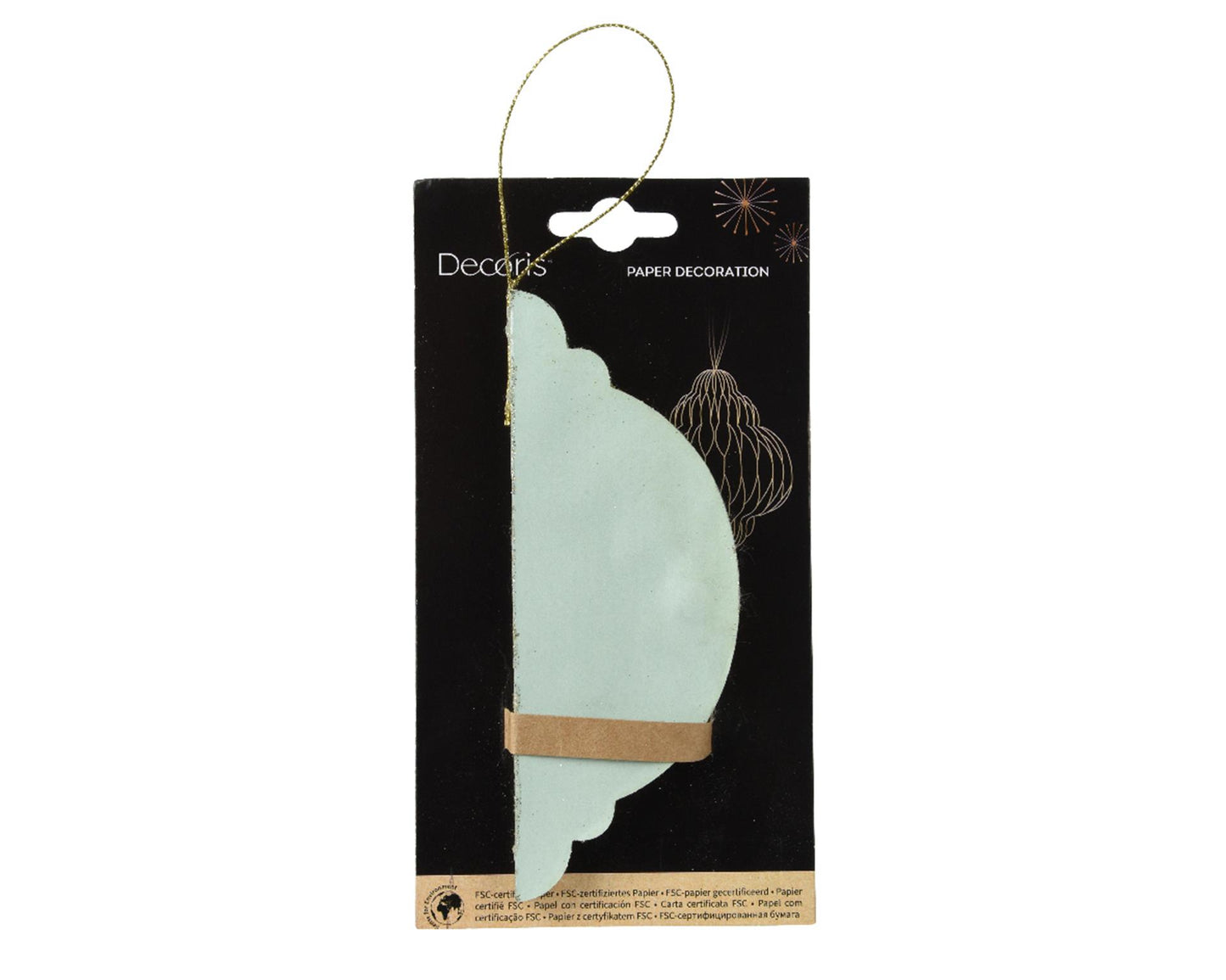 Decoris Pendentif de Noël en papier forme oignon vert h15cm