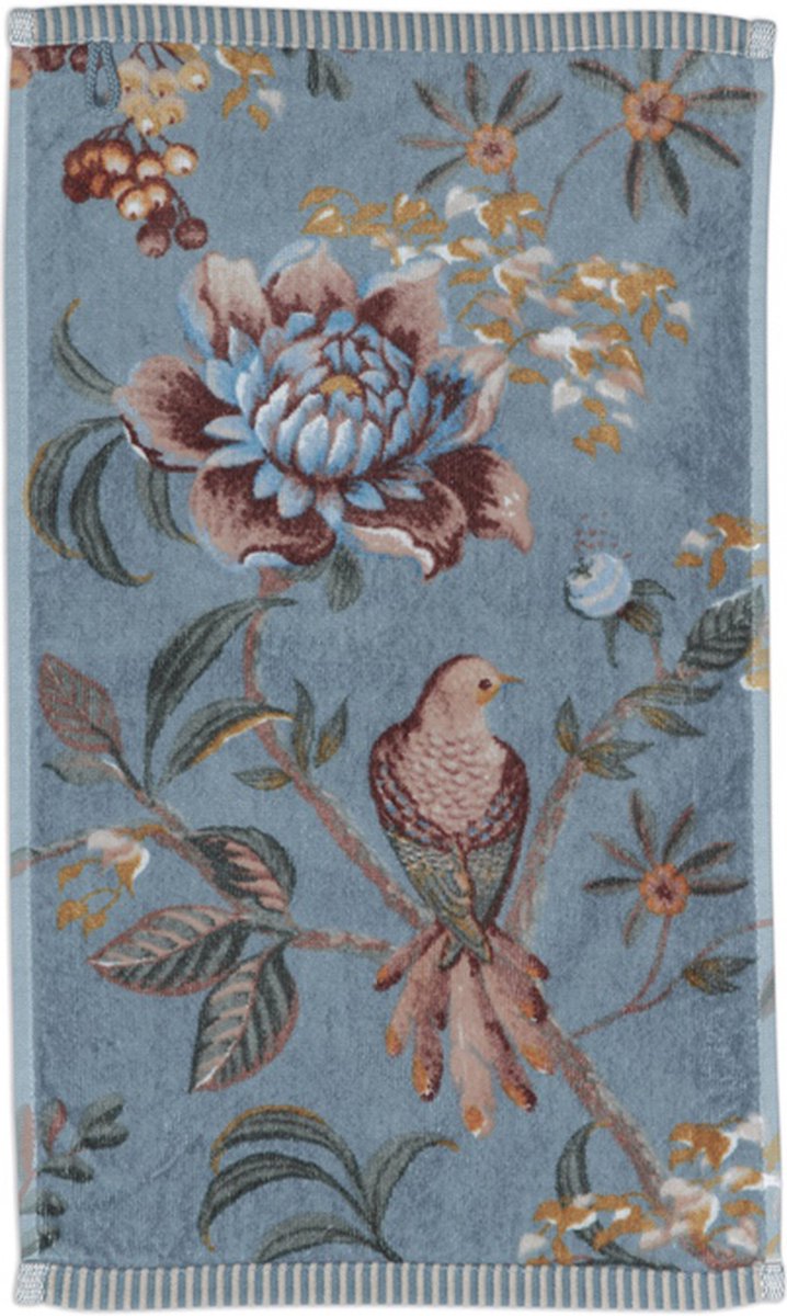Pip studio linge de bain secret garden bleu - serviette invité 30x50 cm