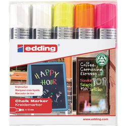 Marqueur à craie edding e4090, assortiment de couleurs, pack de 5 pièces