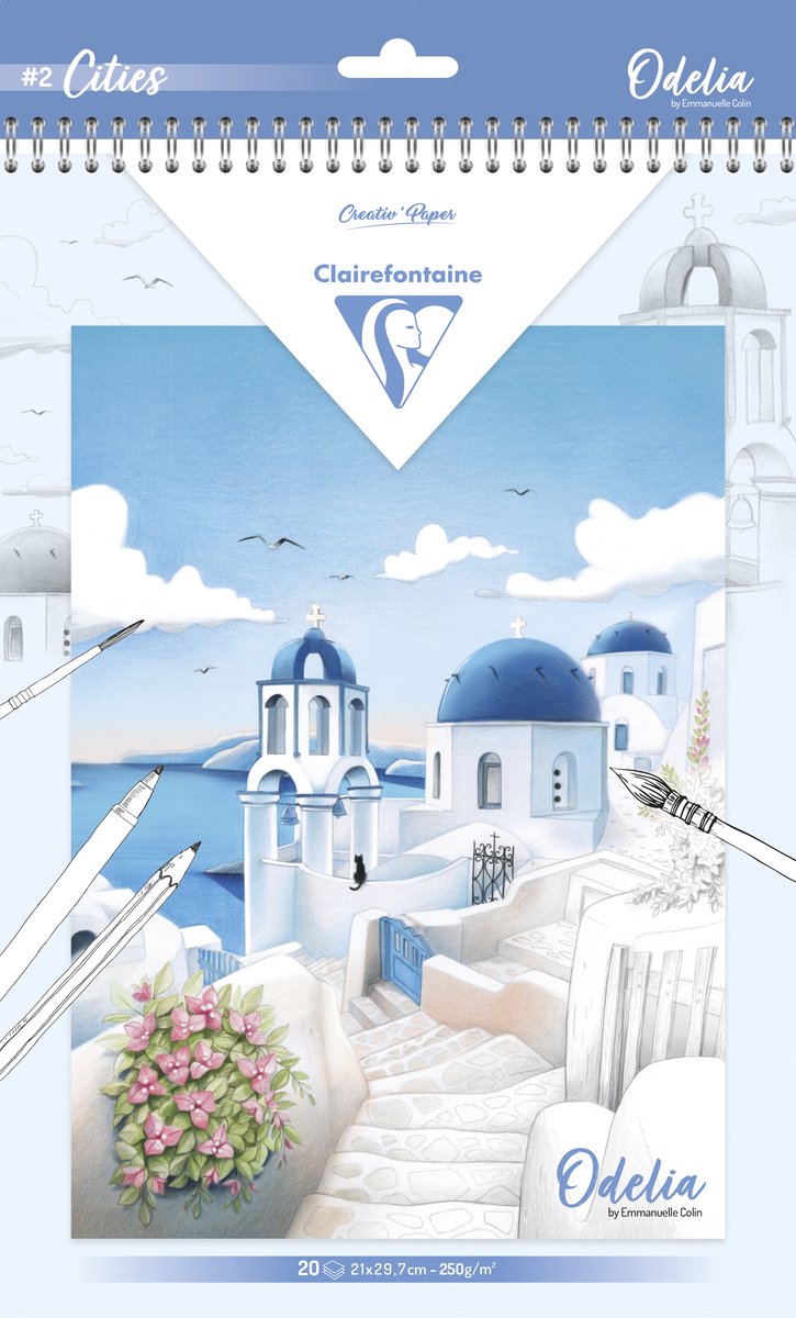 Clairefontaine livre de coloriage odelia a4 villes
