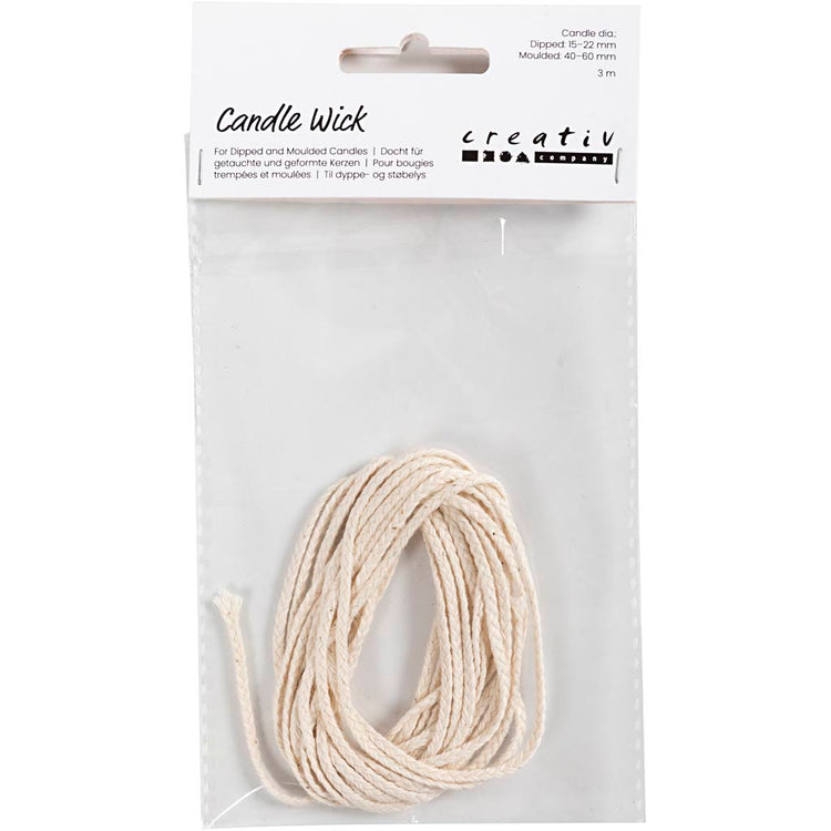 Creativ Company Wick pour baptisé (dia. 15-22 mm) et bougies coulées (diapositive 40-60 mm), 3M