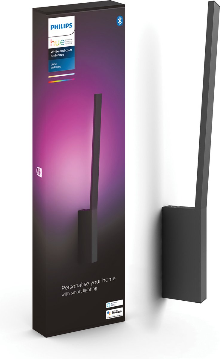 Applique Philips Hue Liane - lumière blanche et colorée - noir