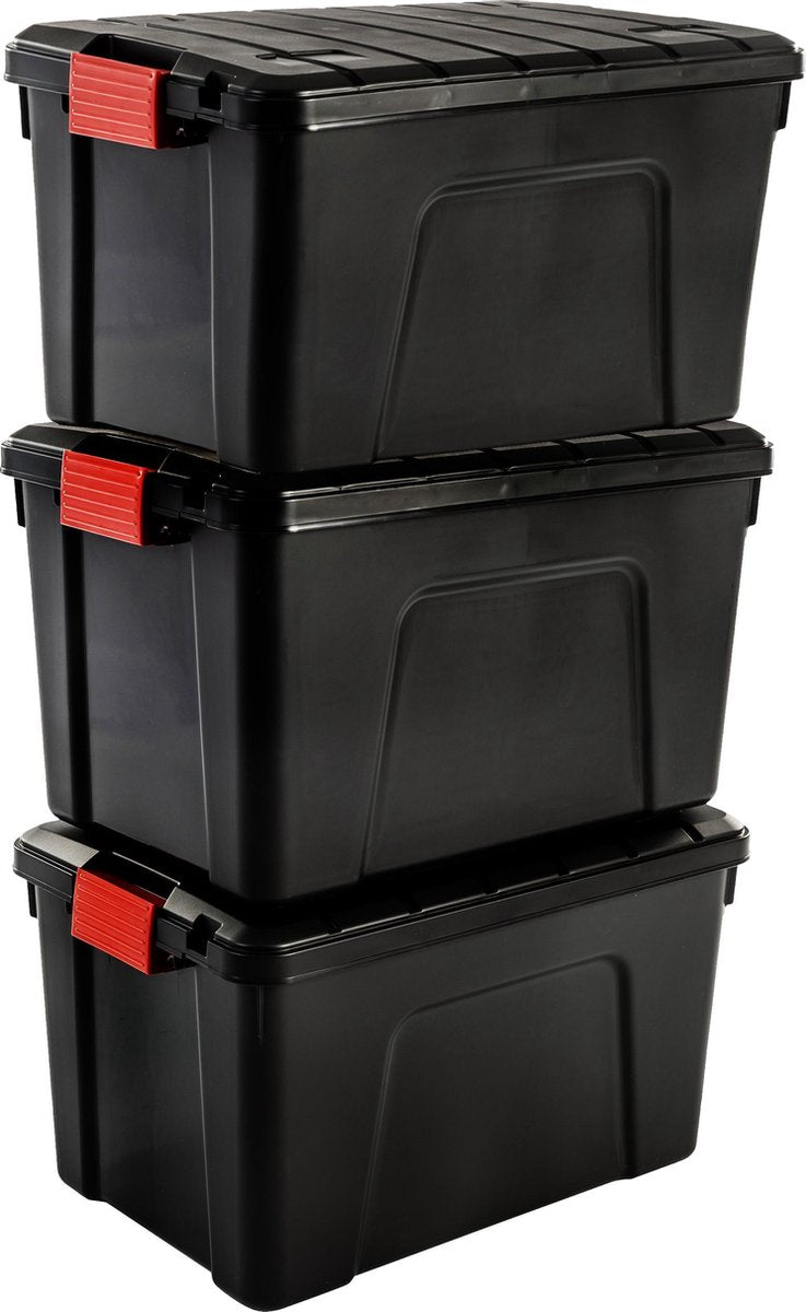 Boîte de rangement Iris store-it-all - 60l - plastique - noir - lot de 3