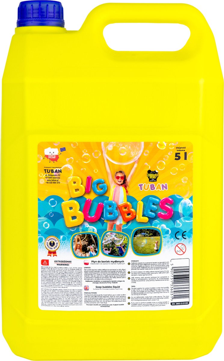 Liquide souffleur de bulles Tuban - grosses bulles - recharge 5 litres.