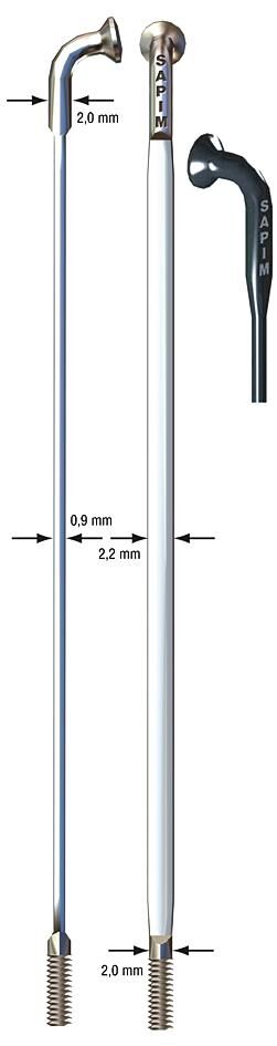 Sapim Spaak 14-286 argent plat à rayons Cx avec mamelon (20e)