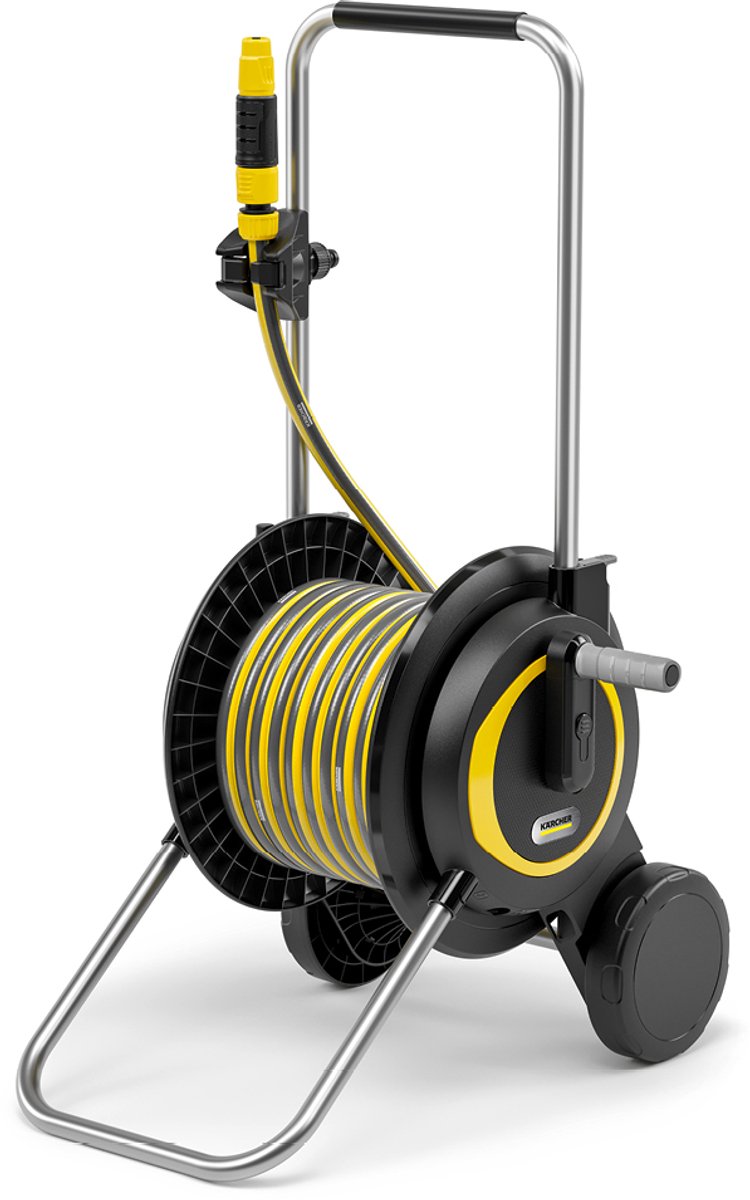 Kärcher ht 3 chariot à tuyaux incl. Tuyau d'arrosage primoflex de 20 m - capacité du tuyau (m) 60 (1 2 ) 50 (5 8 ) 35 (3 4 ) - compact et réglable en hauteur - incl. porte-buse - incl. tuyau d'arrosage primoflex