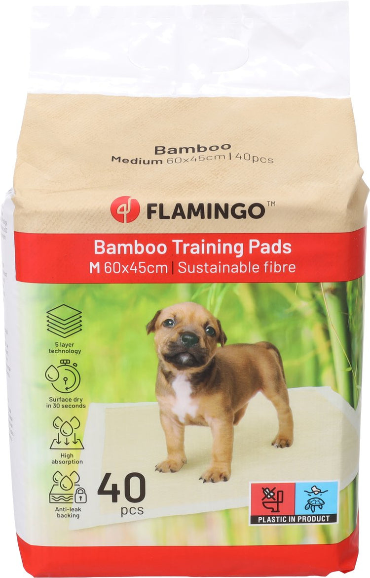 Coussinets pour chiots Flamingo - tapis de dressage bambou padu beige m - 60x45 cm - 40 pièces - tapis de dressage de toilette en bambou pour chiots chiens - super absorbant séchage rapide