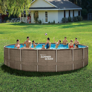 Vagues d'été Piscine de la piscine Cadre d'élite 610 x 122 cm Basket Triple Basketwave + Pomp