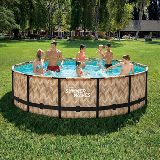 Vagues d'été Piscine d'élite Cadre 427 x 107 cm Chêne léger