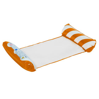 Piscine à matelas pneumatique Eddy Toys - Matelas pneumatique pour piscine adultes à partir de 14 ans - Lit gonflable avec rouleau de tête et de pied - jusqu'à 80 kg - pour eaux peu profondes - avec patch de réparation - orange