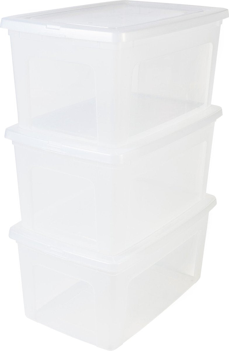 Boîte de rangement Iris clearbox - 50l - plastique - transparent - lot de 3