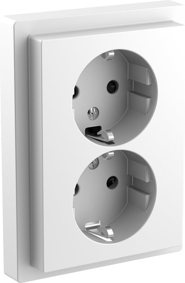 Prise double Schneider electric - encastrable - mise à la terre - 2v - verticale - sécurité - blanc lotus - d-life - - mtn2420-6535