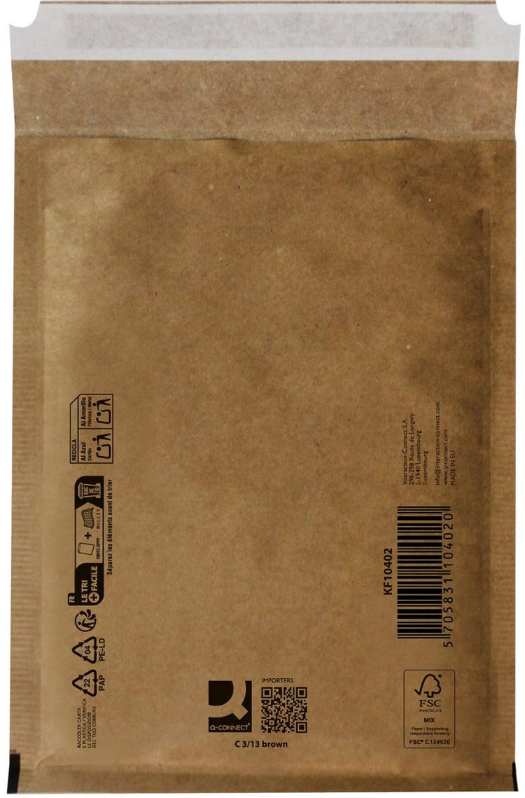 Enveloppes à bulles Q-connect, marron, 3-c, 170 x 225 mm, boîte de 100 pièces